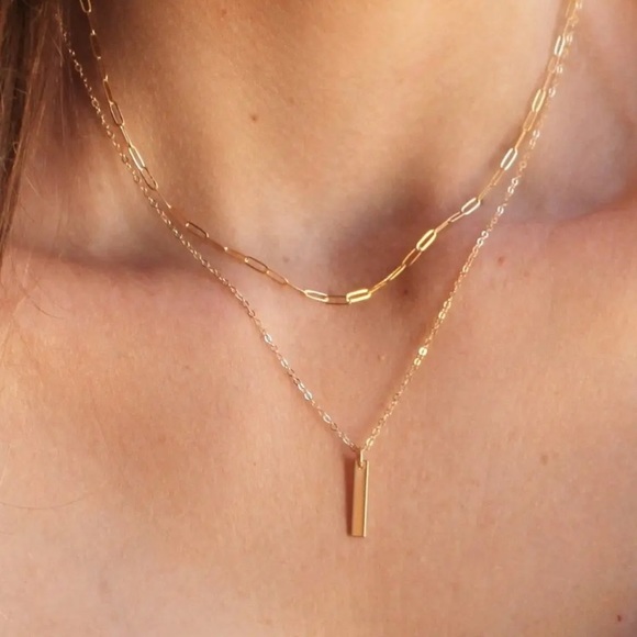 ⚜️𝟯𝟬%𝗢𝗙𝗙 𝗯𝘂𝗻𝗱𝗹𝗲𝘀 𝟯+⚜️ NEW Short Vertical Bar Stainless Steel Necklace - Picture 7 of 12